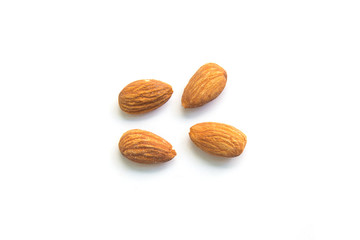 Almonds isolated on white background.