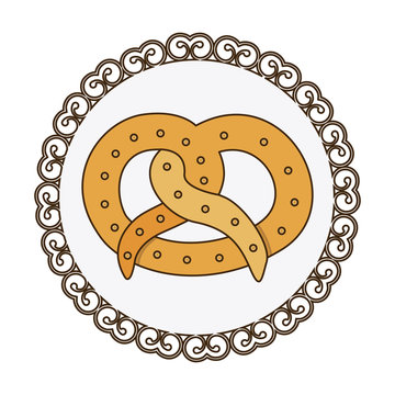 recommend clip art: decorative frame with colorful silhouette pretzel baked product food icon vector illustration