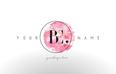 BE Letter Logo Design with Watercolor Circular Brush Stroke.