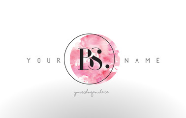 BS Letter Logo Design with Watercolor Circular Brush Stroke.