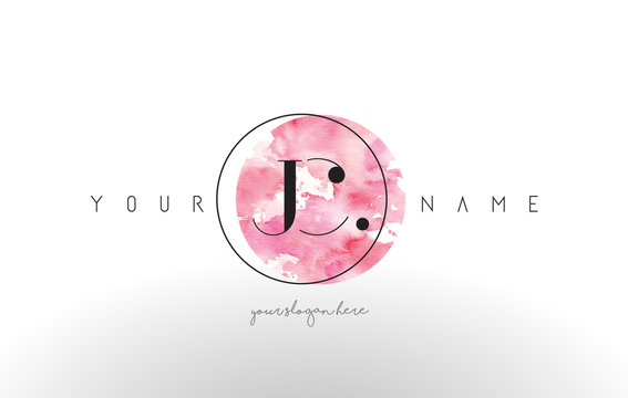 JC Letter Logo Design with Watercolor Circular Brush Stroke.