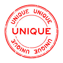 Grunge red unique round rubber seal stamp on white background