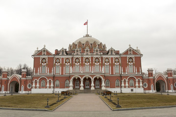 MOSCOW, RUSSIA - MARCH 3, 2017: Built in the 18th century, Petroff Palace is a gem of Russian...