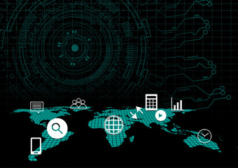 Digital business icon with circuit board technology background concept design some Elements of this image furnished by NASA