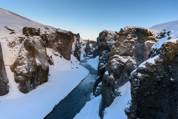 Fjaðrárgljúfur canyon - breathtaking Iceland in winter - amazing landscapes, storms and...