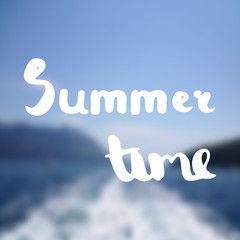 Brush lettering composition. Phrase Hello Summer. Vector illustration.