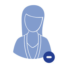 color half body silhouette woman with sign minus vector illustration