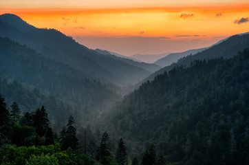 Scenic summer sunset, Great Smoky Mountains