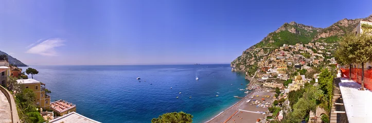 Photo sur Plexiglas Plage de Positano, côte amalfitaine, Italie Positano, panorama sul golfo a 360°