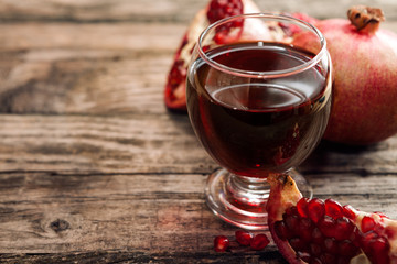 Pomegranate juice in wine glass