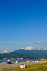 Beautiful view of the Black Sea and distant hazy mountains © vahanabrahamyan