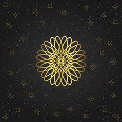 Golden circular shape, creative eastern symbol, luxury ornamental pattern, vector illustration