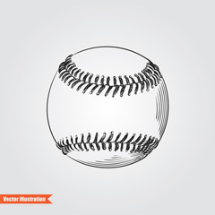 Ball for baseballl hand drawn sketch  isolated on white background. Sport item elemenets vector illustration - 139355452