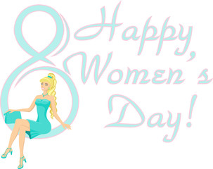 8 March. Happy women's Day card.