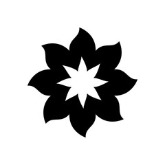 black silhouette with flower of eight petals vector illustration