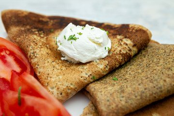 Breakfast pancakes with sour cream