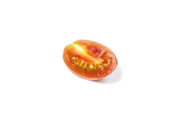 Fresh sliced tomato isolated on white background, Copy space.