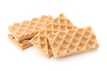 Waffle with crem isolated on white background.