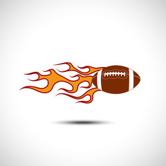 Color American football on Fire Logo. Fireball icon Vector Illustration. Sport Concept.
