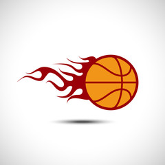 Fototapeta na wymiar Color Basketball on Fire Logo. Fireball icon Vector Illustration. Sport Concept.