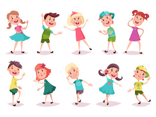 Kids or children, boy and girl dancing and playing