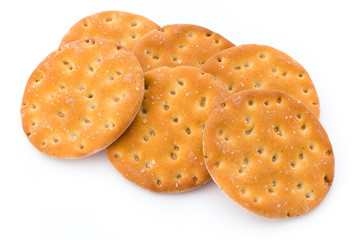 Short pastry cookies isolated on white background.