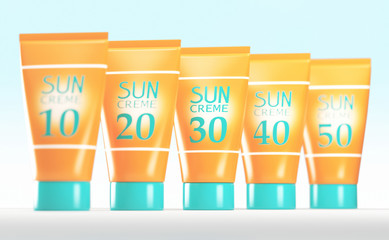 Flaconi crema di protezione solare 