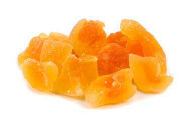 Dried melon slices on white