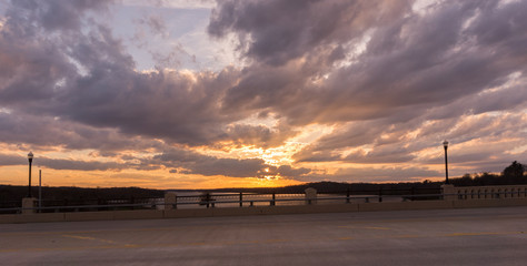 Fototapeta na wymiar Sunset behind Scenic Bridge