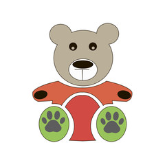 Vector teddy bear icon, flat design. bear dollv