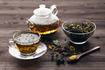 Herbal tea with rose buds