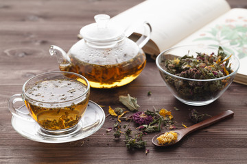 Herbal tea with rose buds