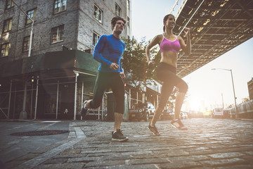 Couple running in New york