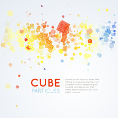 Abstract geometric background with cube particles