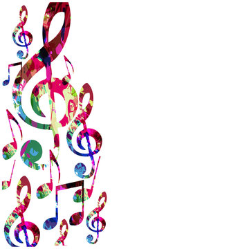 Colorful music notes isolated vector illustration. Music background for poster, brochure, banner, flyer, concert, music festival