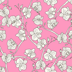 Orchid flowers seamless pattern
