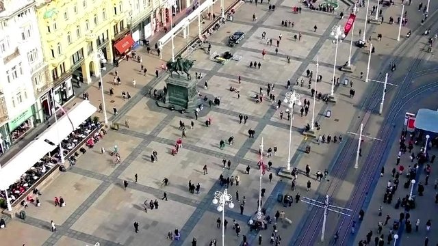 People walking on the Ban Jelacic Square in Zagreb, timelapse Full HD video