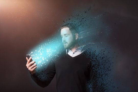 Exciting smartphone user 