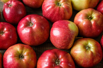 Red ripe apples close-up