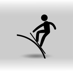 eps 10 vector Snowboard Slopestyle sport icon. Winter sport activity pictogram for web, print, mobile. Black athlete sign isolated on gray. Hand drawn competition symbol. Graphic design clip art