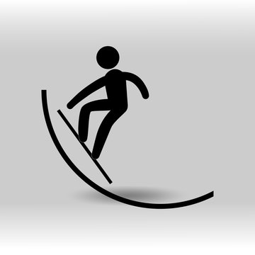 eps 10 vector Snowboard halfpipe sport icon. Winter sport activity pictogram for web, print, mobile. Black athlete sign isolated on gray. Hand drawn competition symbol. Graphic design clip art element