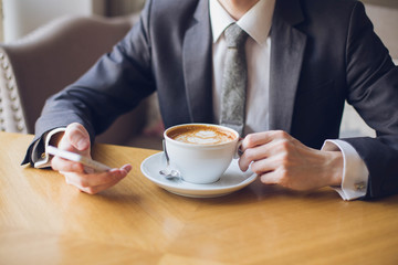 Man drinking coffee