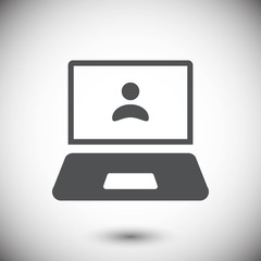 laptop with user icon in the middle vector illustration flat des