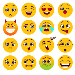 Fototapeta premium Set of cartoon yellow emoticons.