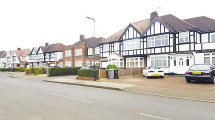 traditional british houses in downtown London city, United Kingdom