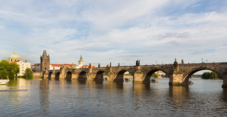 Fototapeta na wymiar Charles Bridge in Prague at Sunset