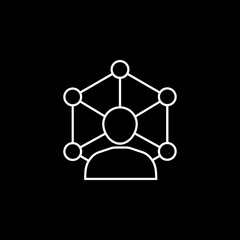 Community network line icon, seo & development, business network sign, a linear pattern on a black background, eps 10.