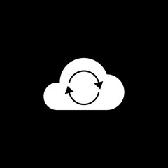 Cloud sync solid icon, seo & development, network sign, a filled pattern on a black background, eps 10.