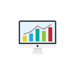 Seo monitoring flat icon, seo & development, Chart on monitor sign, a colorful solid pattern on a white background, eps 10.