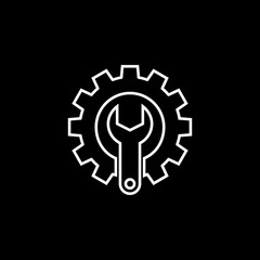 Technical support line icon, seo & development, repair service, a linear pattern on a black background, eps 10.